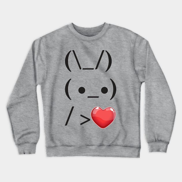 ASCII Bunny Is Holding Red Heart Rabbit Art Trend Challenge Crewneck Sweatshirt by MintaApparel